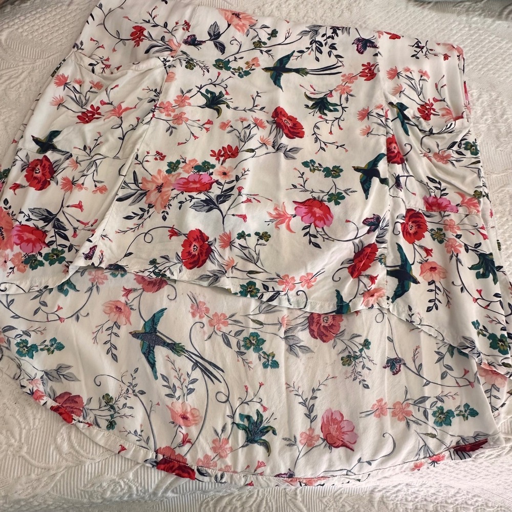 Old Navy Girls White Dress Large 10-12 Floral Bird Print High Low Summer Casual‎ - Picture 5 of 8